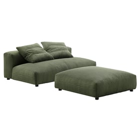 Modway Furniture Solace Fern Corduroy Modular Armless Loveseat and Ottoman ...