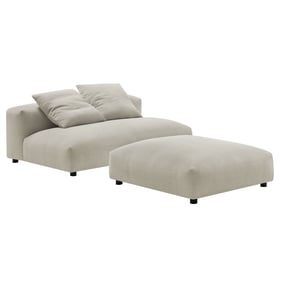 Modway Furniture Solace Linen Fabric Modular Armless Loveseat and Ottoman S...