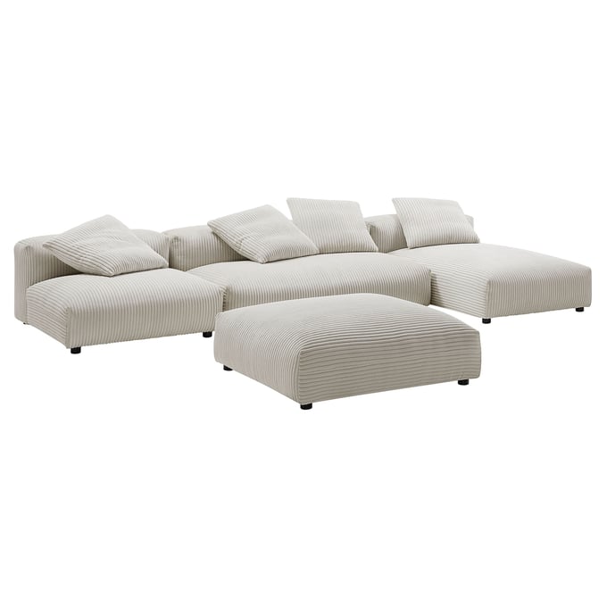 Modway Furniture Solace Almond Corduroy 4pc Modular Sectional with Ottoman EEI-7032-ALM