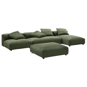 Modway Furniture Solace Fern Corduroy 4pc Modular Sectional with Ottoman