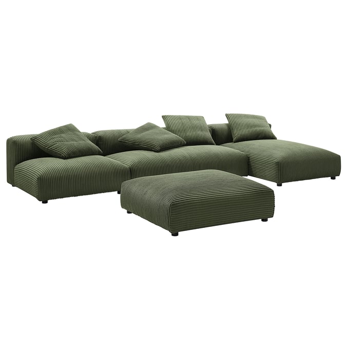 Modway Furniture Solace Fern Corduroy 4pc Modular Sectional with Ottoman EEI-7032-FRN