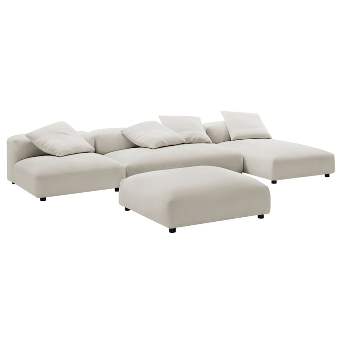 Modway Furniture Solace Salt Fabric 4pc Modular Sectional with Ottoman EEI-7033-SAL