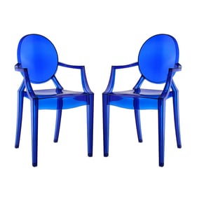 2 Modway Furniture Casper Blue Dining Armchairs