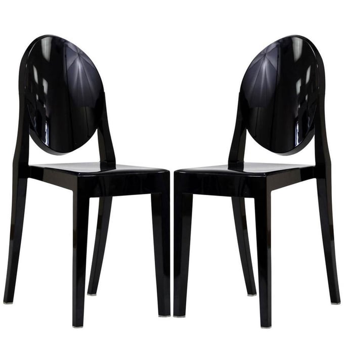 2 Modway Furniture Casper Black Dinette Chairs EEI-906-BLK