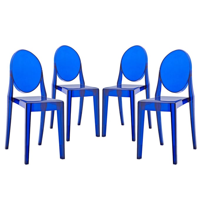 4 Modway Furniture Casper Blue Dining Chairs EEI-908-BLU