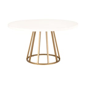 Essentials For Living Turino White Brushed Gold 54 Inch Round Dining Table