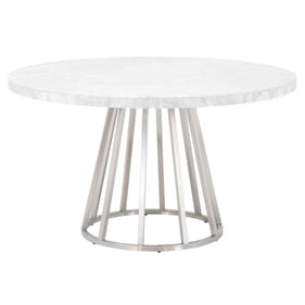 Essentials For Living Turino White Carrera Brushed Round Dining Table