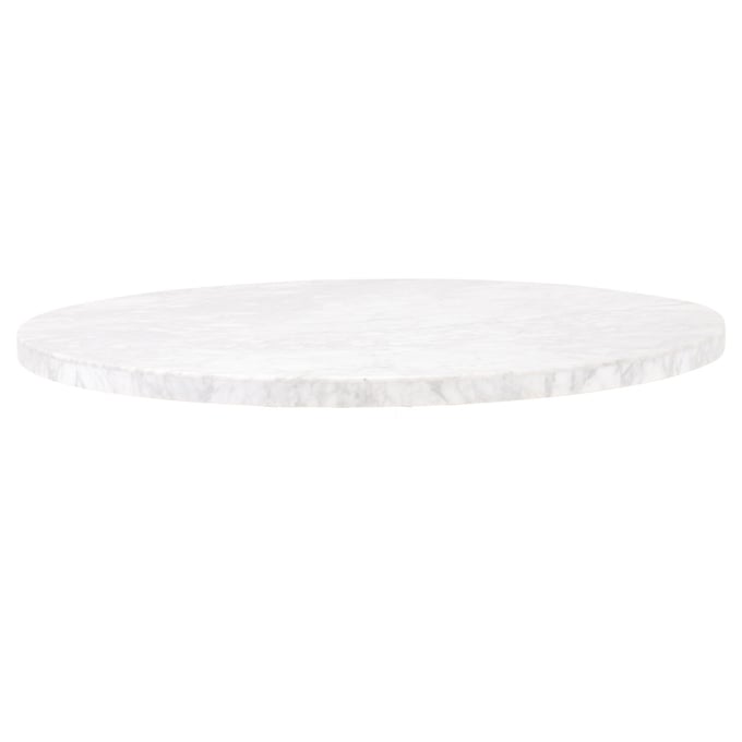 Essentials For Living Turino White Carrera 54 Inch Round Dining Table Top EFL-6059-WHT