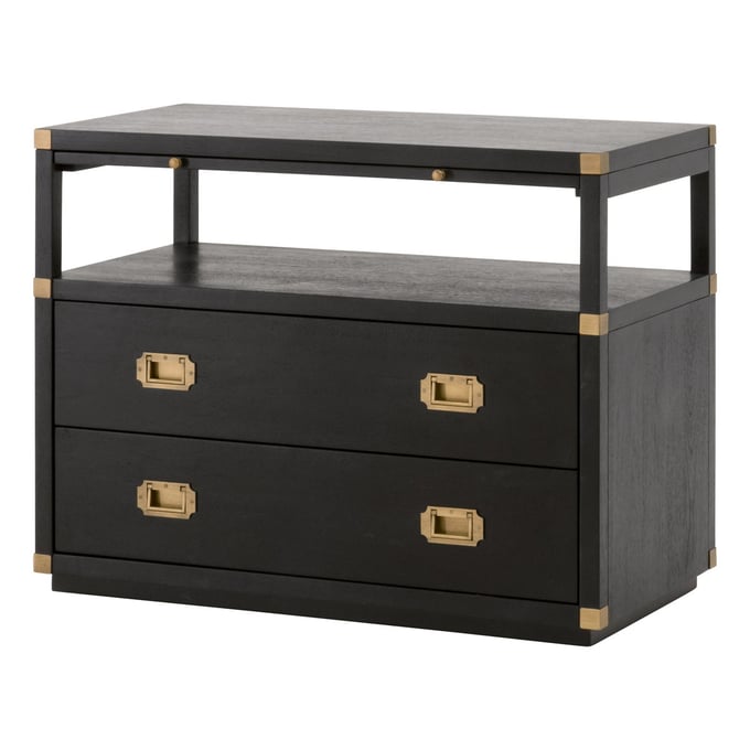 Essentials For Living Bradley Brushed Black 2 Drawer Nightstand EFL-6131-B-BLK-BGLD