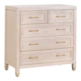 Essentials For Living Stella Light Honey Oak Brushed Brass 5 Drawers High C...