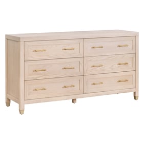 Essentials For Living Stella Light Honey Oak Brushed Brass 6 Drawers Double...