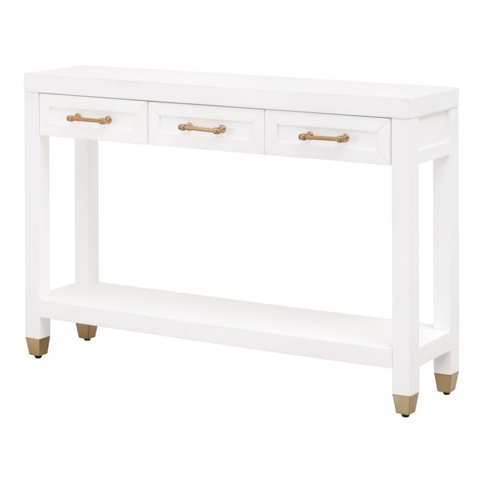 Essentials For Living Stella Matte White Narrow Console Table EFL-6138-WHT-BBRS