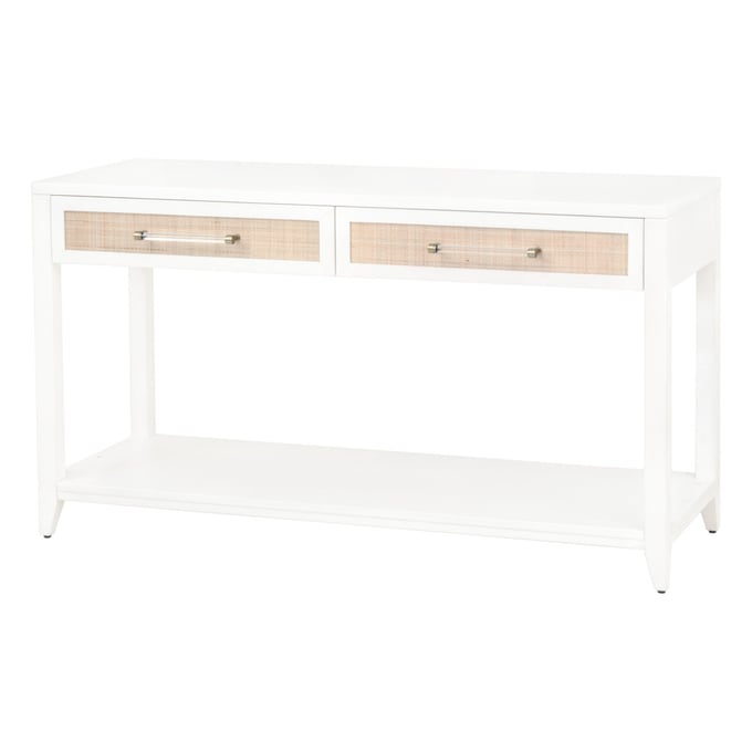 Essentials For Living Holland Matte White Natural Console Table EFL-6145-WHT-NAT