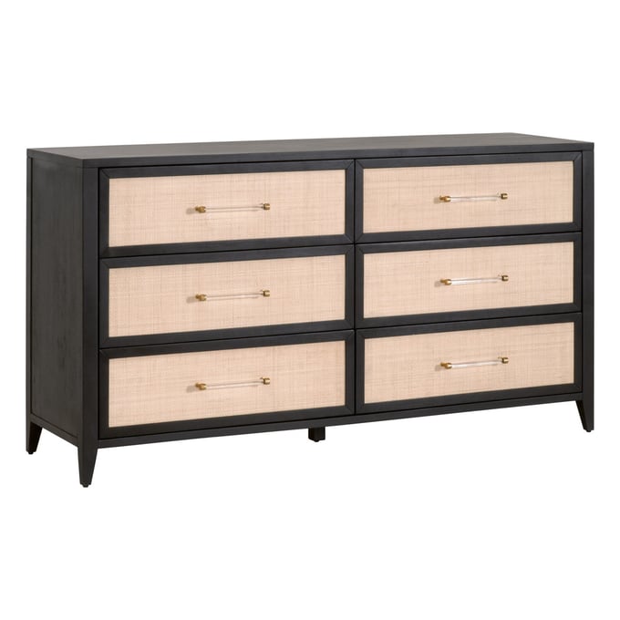 Essentials For Living Holland Brushed Black Natural Double Dresser EFL-6148-B-BLK-NAT