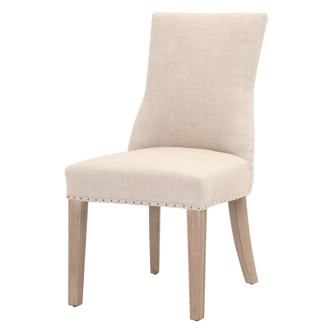 2 Essentials For Living Lourdes Bisque French Natural Gray Dining Chairs EFL-6416UP-BIS-BT-NG