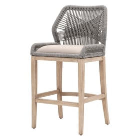 Essentials For Living Loom Platinum Gray Fabric Natural Mahogany Bar Stool