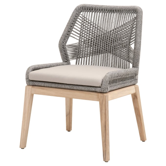 2 Essentials For Living Loom Platinum Smoke Gray Outdoor Dining Chairs EFL-6808KD-PLA-R-SG-GT