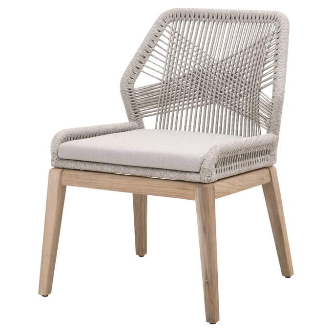 2 Essentials For Living Loom Taupe White Pumice Gray Outdoor Dining Chairs EFL-6808KD-WTA-PUM-GT