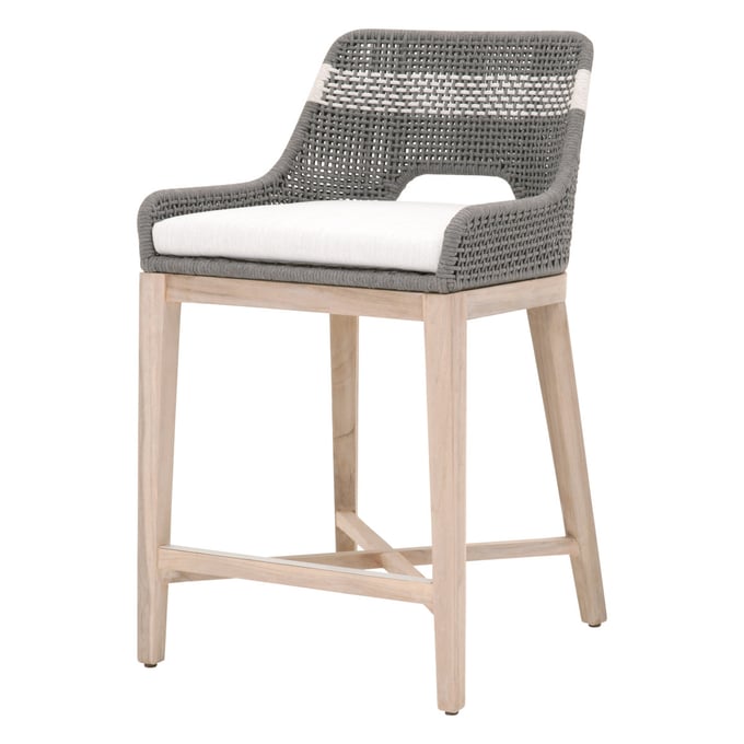 Essentials For Living Tapestry Dove White Speckle Gray Outdoor Counter Height Stool EFL-6850CS-DOV-WHT-GT