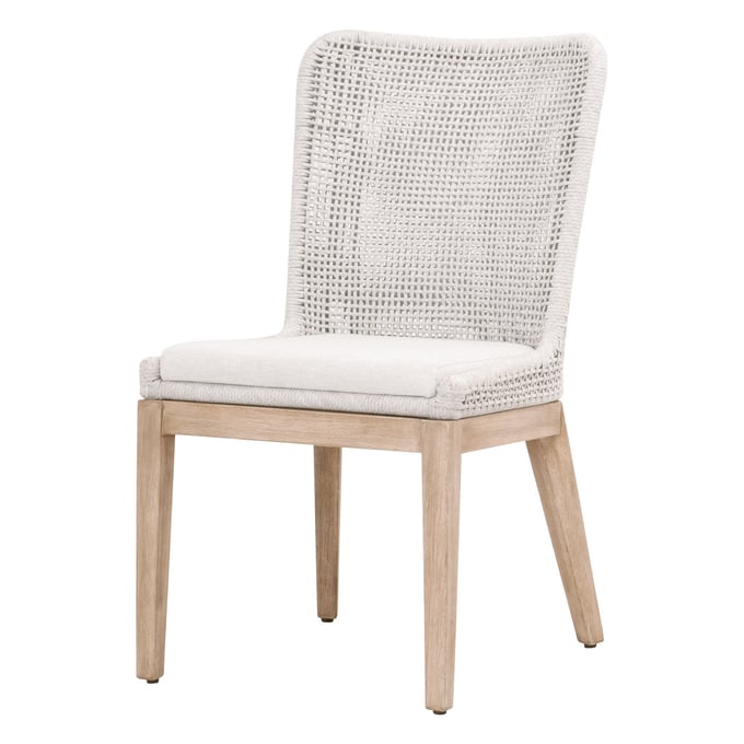 2 Essentials For Living Mesh Natural Gray White Dining Chairs EFL-6854-WHT-WHT-NG