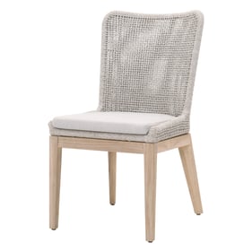 2 Essentials For Living Woven Taupe White Gray Mesh Outdoor Dining Chairs