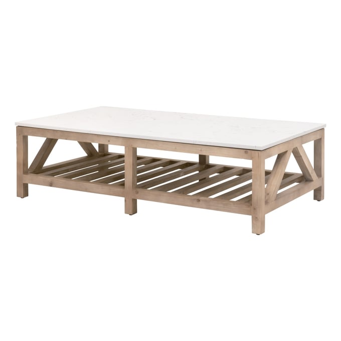 Essentials For Living Spruce Smoke Gray White Coffee Table EFL-8019-SGRY-PNE-WHTQ