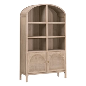 Essentials For Living Cane Smoke Gray Oak Storage Bookcase