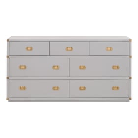 Essentials For Living Bradley Dove Gray Brushed Gold 7 Drawers Double Dress...