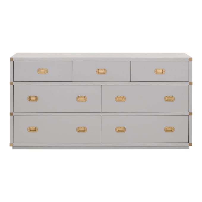 Essentials For Living Bradley Dove Gray Brushed Gold 7 Drawers Double Dresser EFL-6132-DGR-BGLD