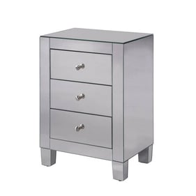 Elegant Decor Contempo Clear Mirror Three Drawers Cabinet