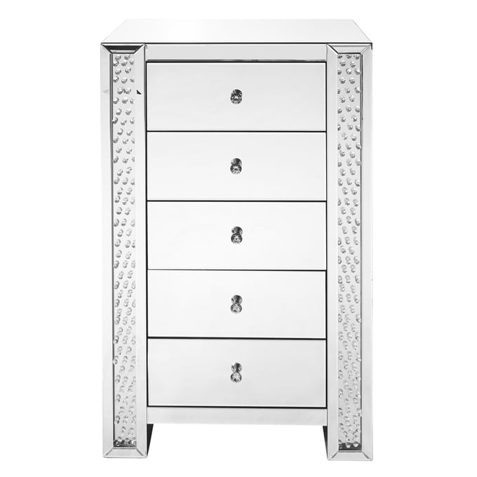 Elegant Decor Modern Clear 29 Inch Crystal Five Drawers Chest ELED-MF91005