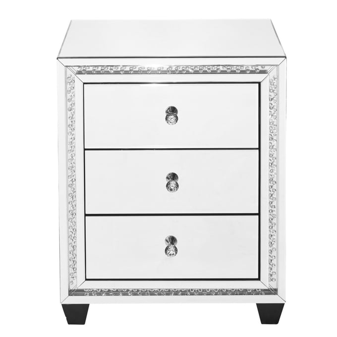 Elegant Decor Modern Clear 22 Inch Crystal Three Drawers End Table ELED-MF91012