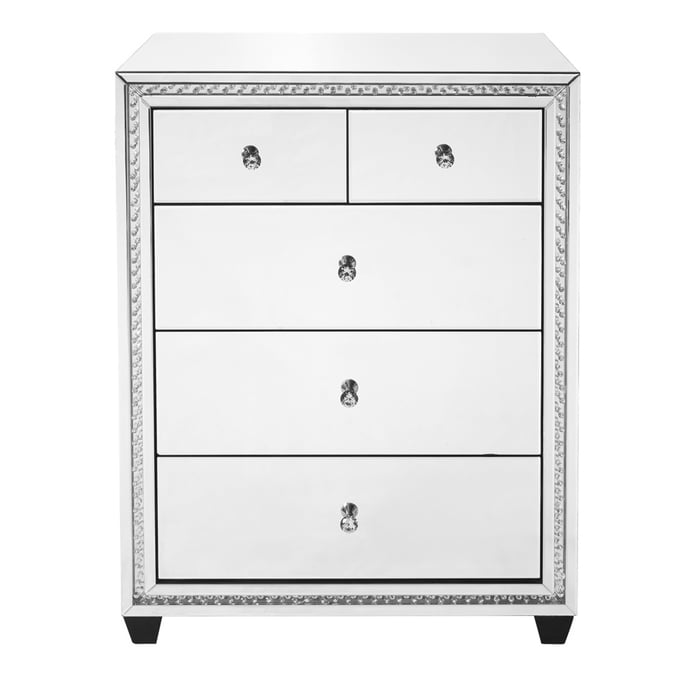 Elegant Decor Modern Clear 31.5 Inch Crystal Five Drawers Cabinet ELED-MF91013