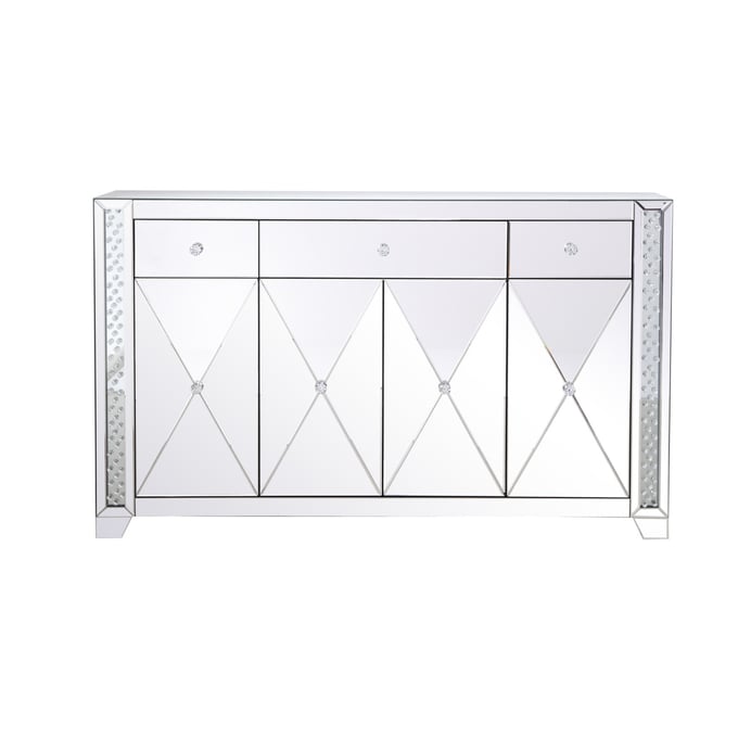 Elegant Decor Modern Clear 60 Inch Crystal Mirrored Credenza ELED-MF91057