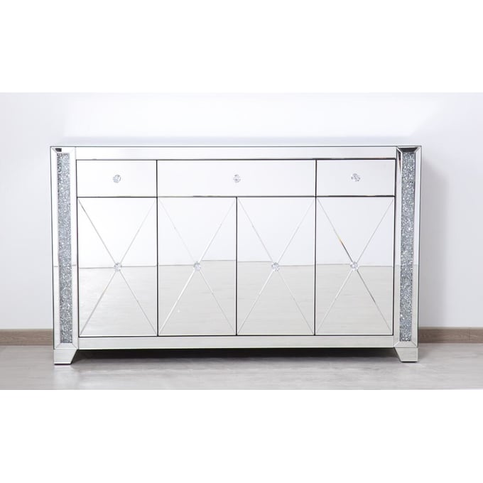 Elegant Decor Modern Clear Silver 60 Inch Crystal Credenza ELED-MF92058