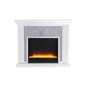 Elegant Decor Modern Clear 47.5 Inch Mantle with Crystal Fireplace