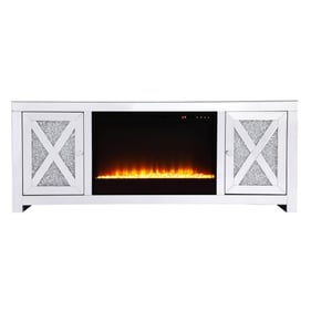 Elegant Decor Modern Clear Crystal 59 Inch TV Stand with Fireplace