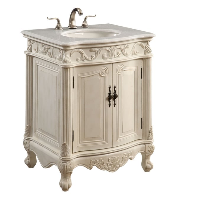 Elegant Decor Danville Antique White 27 Inch Single Bathroom Vanity Set ELED-VF-1008