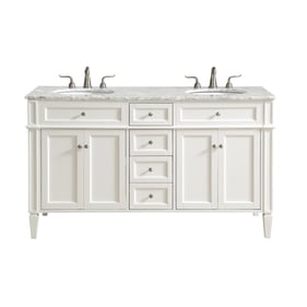 Elegant Decor Park Avenue White 60 Inch Double Bathroom Vanity Set