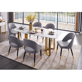 ESF 131 White Yellow 7pd Dining Room Set