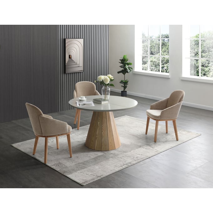 ESF 9493 White Light Beige 5pc Dining Room Set ESF-9493-1449-5PC-SET