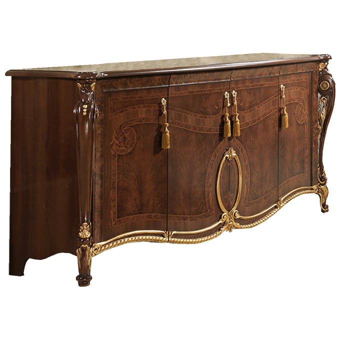 ESF Donatello Brown Walnut Yellow Gold 4 Door Buffet ESF-DONATELLOBUFFET