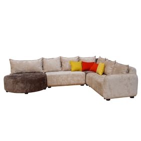 ESF Emily Brown Walnut Light Beige Sectional