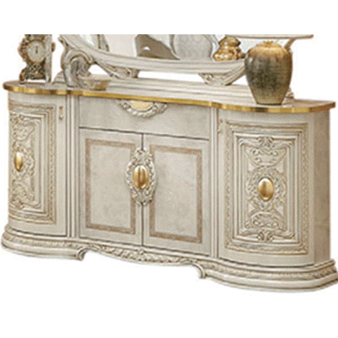 ESF Leonardo White Yellow Gold Light Beige 4 Door Buffet ESF-LEONARDOBUFFET