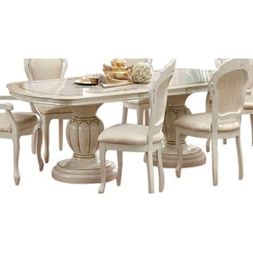 ESF Leonardo White Yellow Gold Light Beige Dining Table