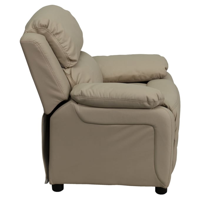Flash Furniture Deluxe Heavily Padded Contemporary Beige Vinyl Kids  Recliner with Storage Arms [BT-7985-KID-BGE-GG] - Able Kitchen