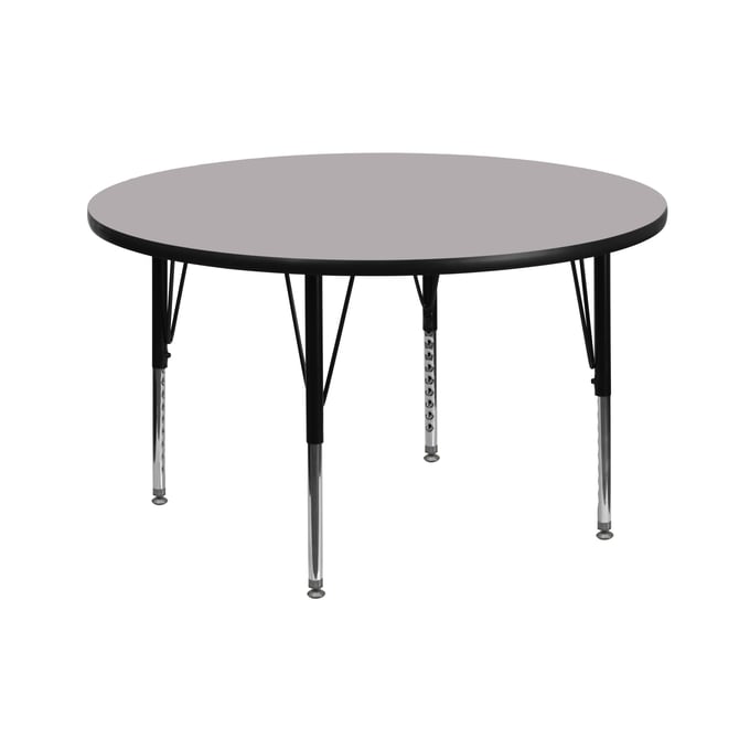 Flash Furniture 42 Inch Round Table with Grey Thermal Fused Top and Pre-School Legs FLF-XU-A42-RND-GY-T-P-GG