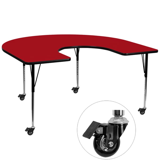 Horseshoe Thermal Laminate Activity Table with Standard Height Adjustable  Legs AT-HRSE