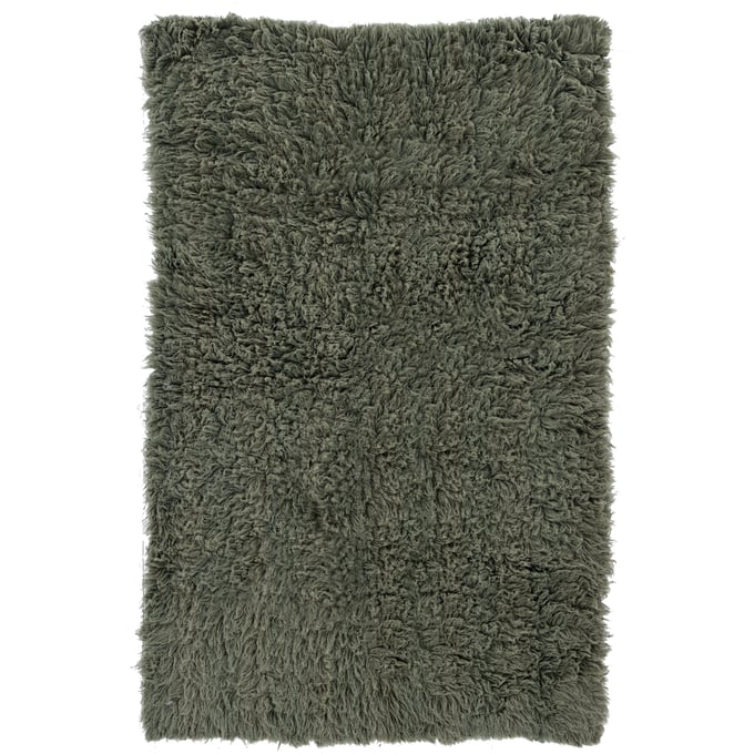 Linon 3A Flokati 2000gr Olive Rug - 144x108 LN-FLK-3AM0491