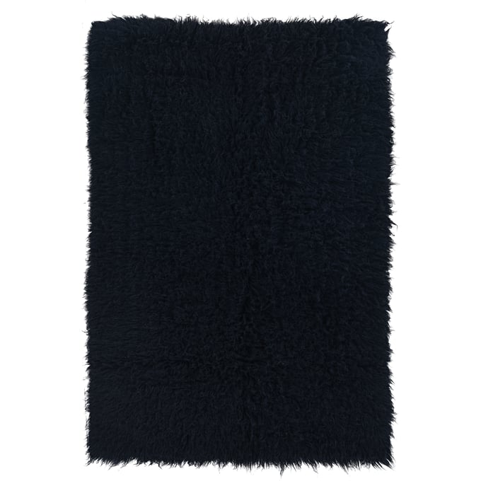 Linon New Flokati 1400grams Black Rug - 51x28 LN-FLK-NFB25